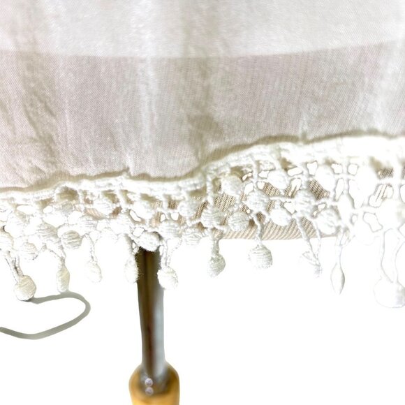 Via Signoria Womens Silk Blouse Medium Ivory Sleeveless Crochet Soft Chiffon - Picture 5 of 7